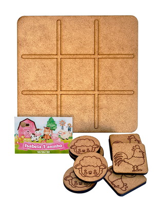 Kit jogo da velha com peças personalizadas - fazenda rosa