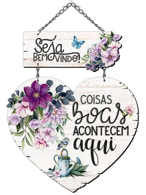 Placa decorativa em mdf adesivado - seja bem vindo