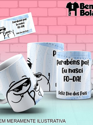 Caneca flork parabéns pai! eu nasci foda feliz dia dos pais