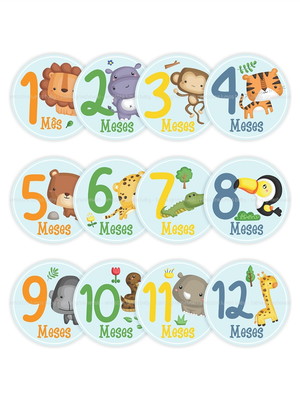 Adesivos mesversário animais do safari