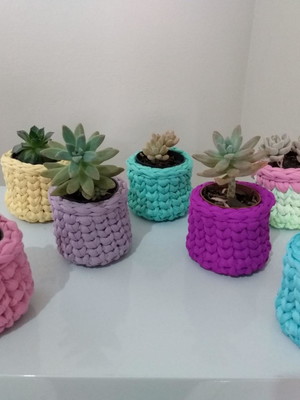 Mini cachepo crochê para lembrancinhas promoção