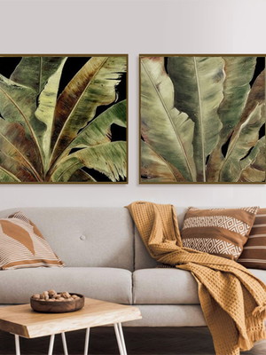 Quadros decorativos folhagens folhas bananeiras modernos