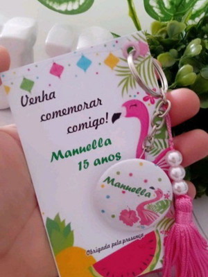 Kit com 10 chaveiro flamingo