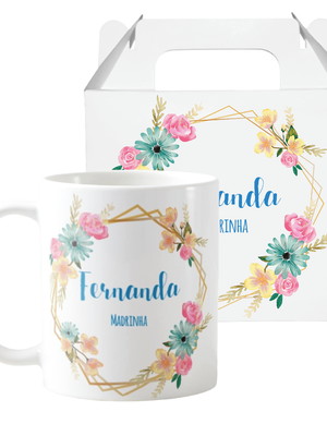 Caneca casamento presente para madrinha lembrança feminina