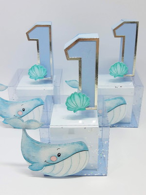 Caixa cubo com número fundo do mar