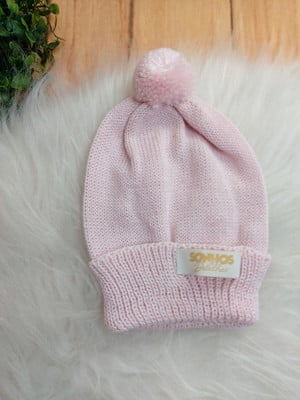 Touca de bebê tricô linha luxo rosa