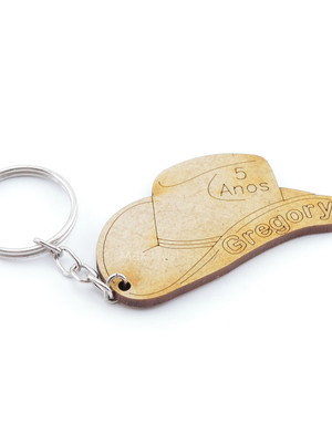 Chaveiro personalizado mdf infantil - chapéu de cowboy