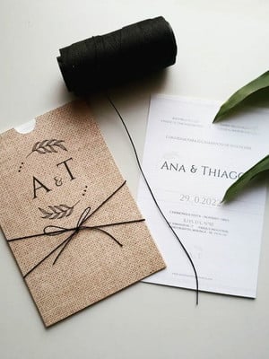 Convite de casamento envelope de luva