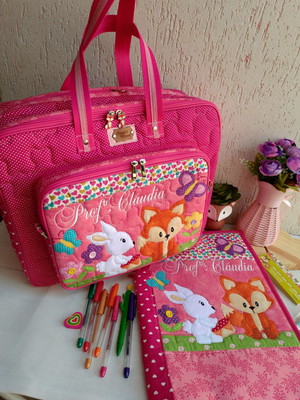 Bolsa bolsa 3 divisões +capa diário de classe