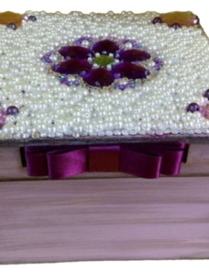 Porta joias e bijuterias mdf decorada em pátina e pedrarias
