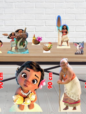 Totem de chão moana e displays de mesa