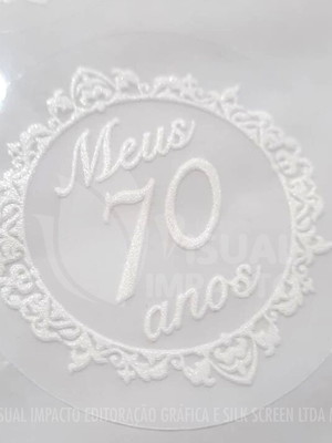 100 adesivos em vinil transparente 3,5x3,5cm