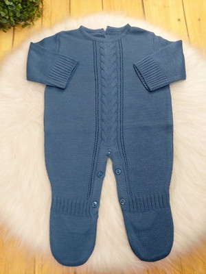 Macacão linha trançada azul jeans rn