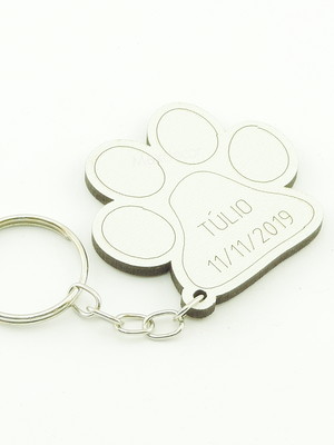 Chaveiro personalizado mdf branco - pata de cachorro