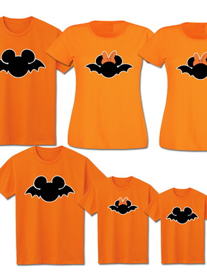 Kit família halloween mickey e minnie morcego com 6