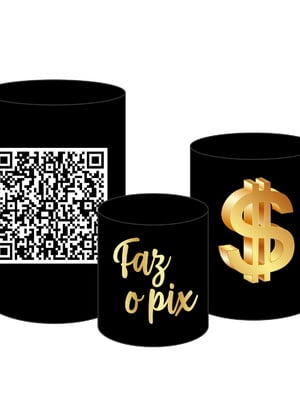 Trio de capas de cilindro em tecido tema faz o pix