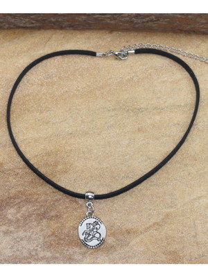 Gargantilha de couro são jorge choker cordão bijuterias