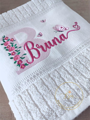 Toalha de banho personalizada bordada nome bruna
