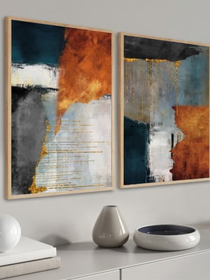 2 quadros abstrato tons marrons tons terrosos