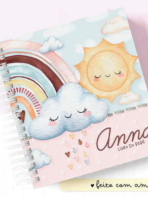 Kit livro do bebê + caderneta de saúde chuva de amor