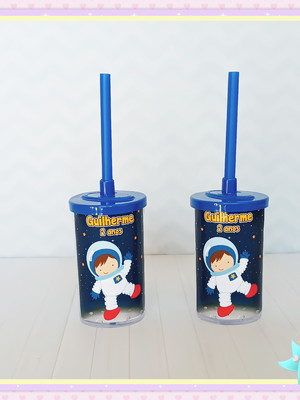 Copo short drink com tampa astronauta