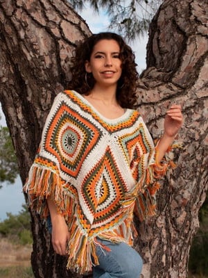 Poncho de crochê