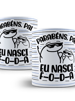 Caneca meme flork eu nasci foda personalizada 325ml