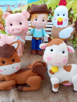 Bonecos fazendinha em feltro kit 5 peças