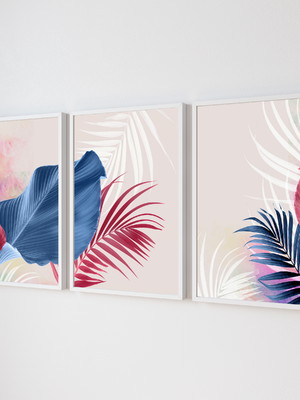Quadros folhas e palemira's cores vivas