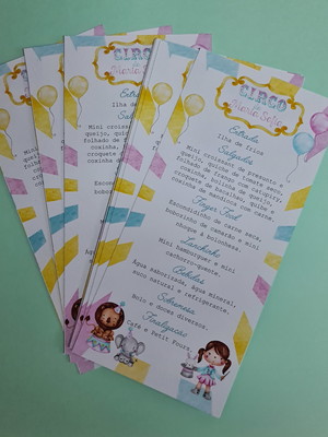Cardápio personalizado para festa infantil circo rosa menina