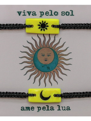 Pulseira casal sol e lua amarelo neon (brilha na luz negra)