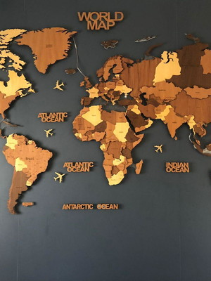 Mapa mundi 3d 1,70 x1,10m com iluminação em led