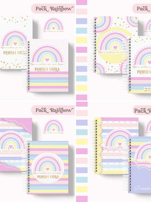 Arquivo digital encadernação rainbow agendas 2023 e planners