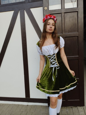 Vestido alemã veludo verde oktoberfest letícia