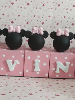 Cubos em mdf minnie rosa