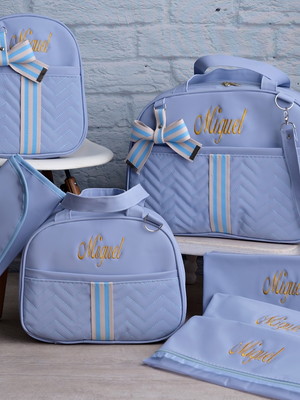 Kit de bolsa mala maternidade personalizada com 7 peças