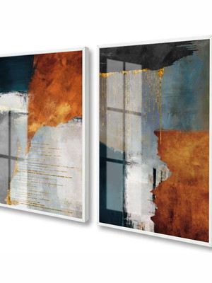 Quadro decorativo abstrato com vidro e moldura moderno