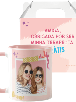 Caneca presente personalizado com frase e foto para amigas