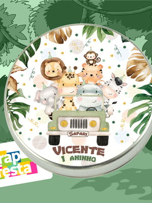 Latinhas personalizada festa safari aquarela