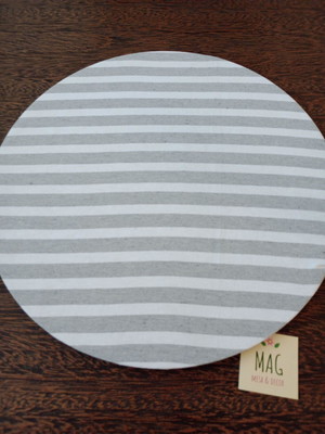 Kit 6 capas de sousplat listrada cinza e branco