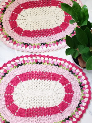 Kit de tapete para banheiro de crochê 2 peças