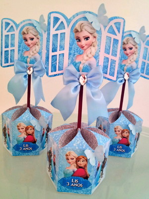 Centro de mesa frozen completo com laço e pedrarias