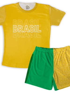 Pijama masculino copa brasil verde e amarelo
