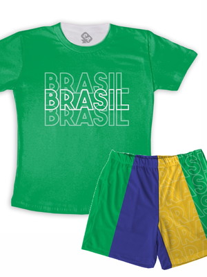 Pijama masculino copa brasil listras cores bandeira