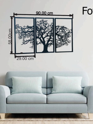 Kit quadro vazado árvore da vida 3 peças decoração mdf 3mm
