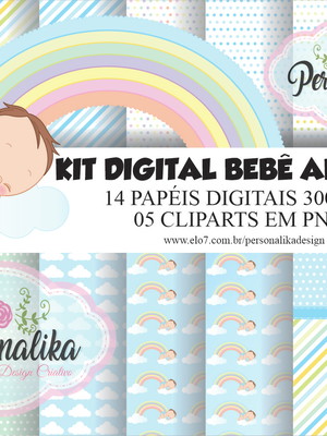 Kit digital bebê arco-íris menino