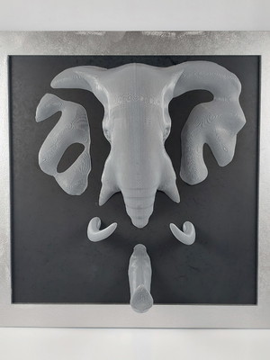 Quadro elefante em alto relevo