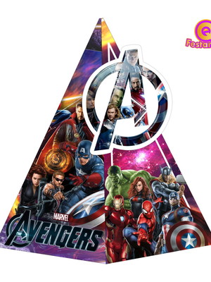 10 caixas cone vingadores com aplique 3d