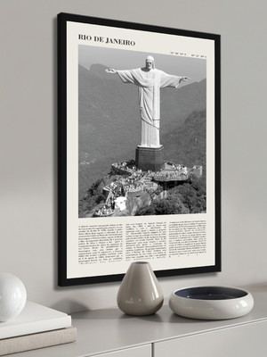 Quadro decorativo rio de janeiro cristo redentor com moldura