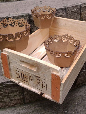 Kit trio cachepôs mdf + caixa madeira ripada para decoração